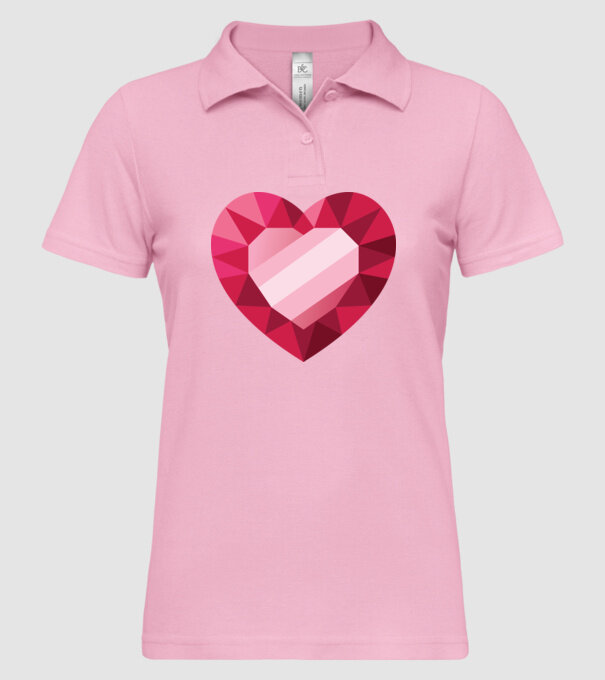 Inimă diamant model roz deschis pe tricou