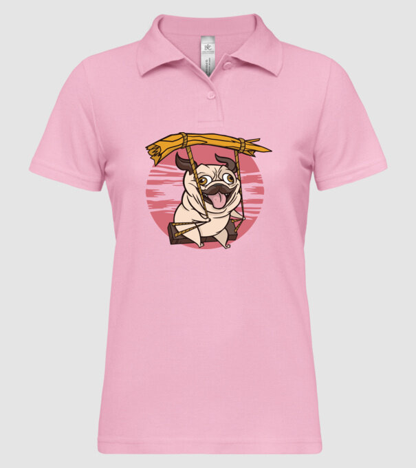 Mops cu leagăn model roz deschis pe tricou