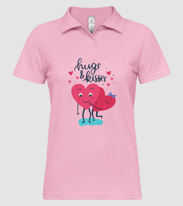 'Hugs and Kisses Tricou drăguț pentru Valentine''s Day' model roz deschis pe tricou