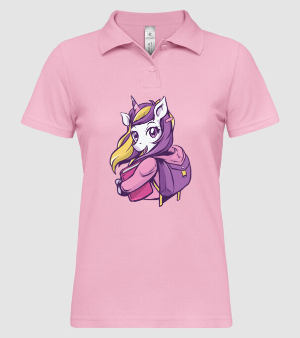 Școlăriță Unicorn model roz deschis pe tricou