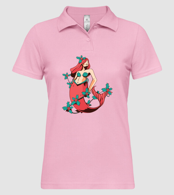 Sirenă de Crăciun model roz deschis pe tricou