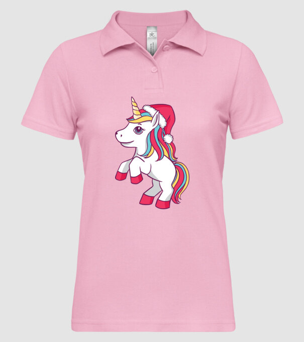 Unicorn de Crăciun model roz deschis pe tricou
