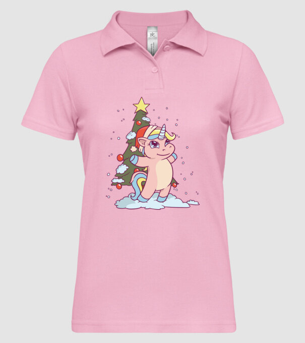 Unicorn de Crăciun model roz deschis pe tricou