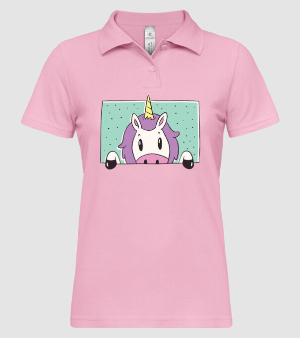 Unicorn curios model roz deschis pe tricou