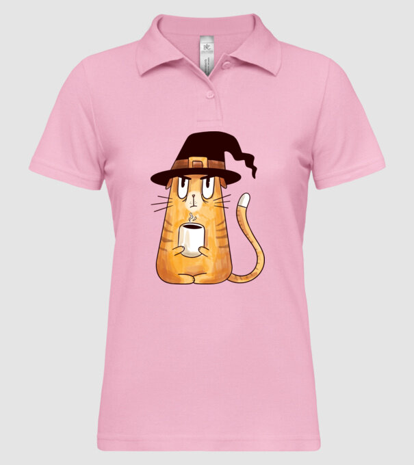 Pisică Vrăjitoare model roz deschis pe tricou