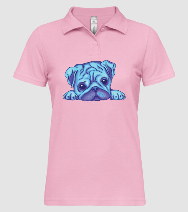 Cap de Mops acuarelă model roz deschis pe tricou