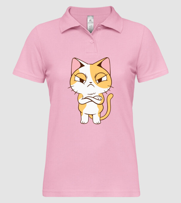 Pisică supărată model roz deschis pe tricou