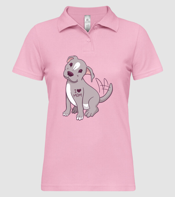 Pitbull - I Love Mom model roz deschis pe tricou