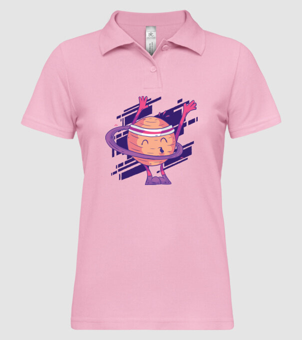 Cerc Hula-Hoop Saturn model roz deschis pe tricou