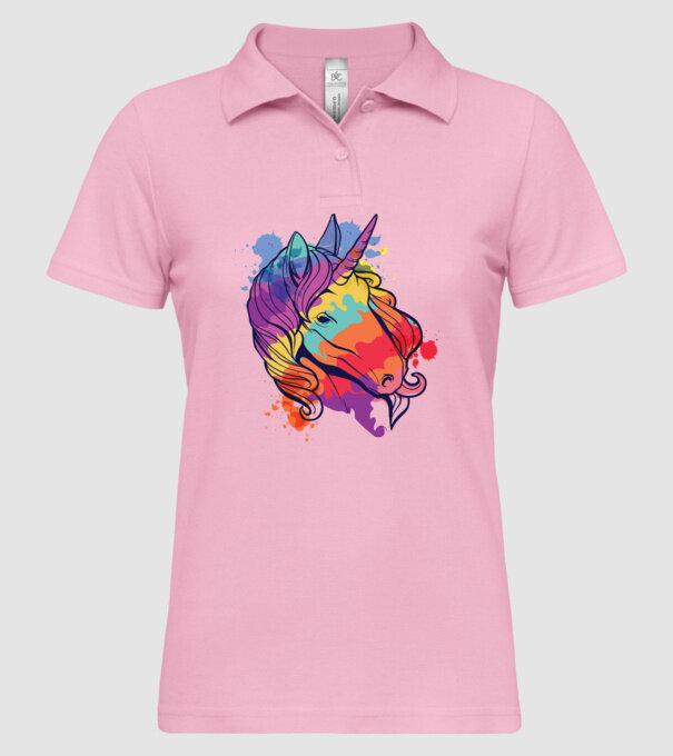 Curcubeu colorat Unicorn tricou model roz deschis pe tricou