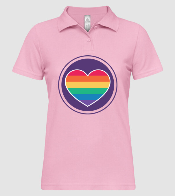 Inimă curcubeu model roz deschis pe tricou
