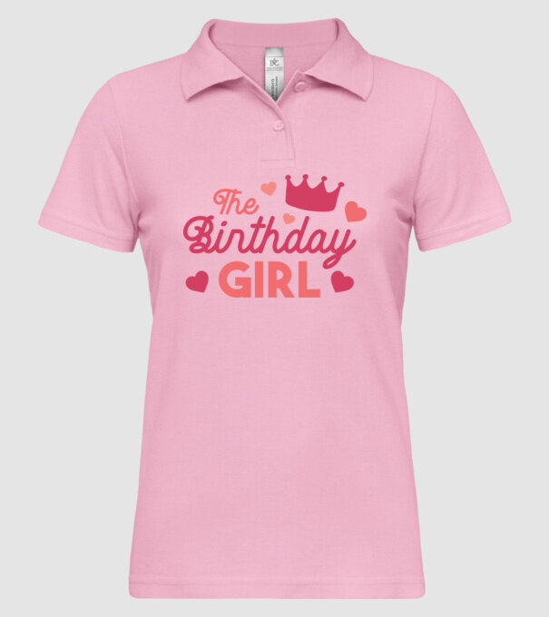 Fată cu Zi de naștere model roz deschis pe tricou
