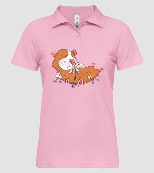 Porcușor de Guineea pe câmp model roz deschis pe tricou