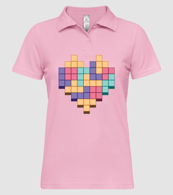 Inimă Tetris model roz deschis pe tricou