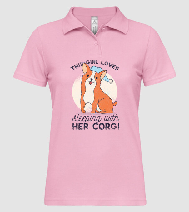 This Girl Loves sleeping with her Corgi model roz deschis pe tricou