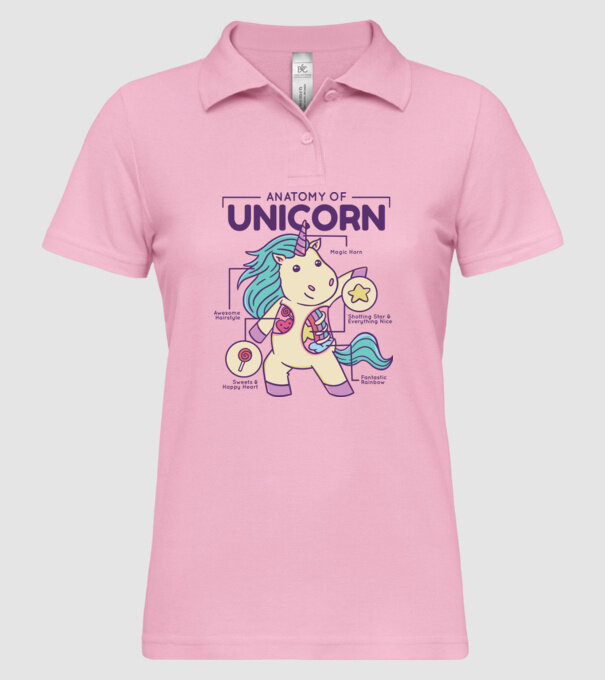 Unicorn Anatomie model roz deschis pe tricou