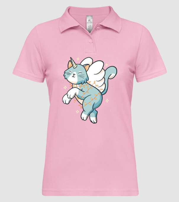 Pisică Unicorn model roz deschis pe tricou