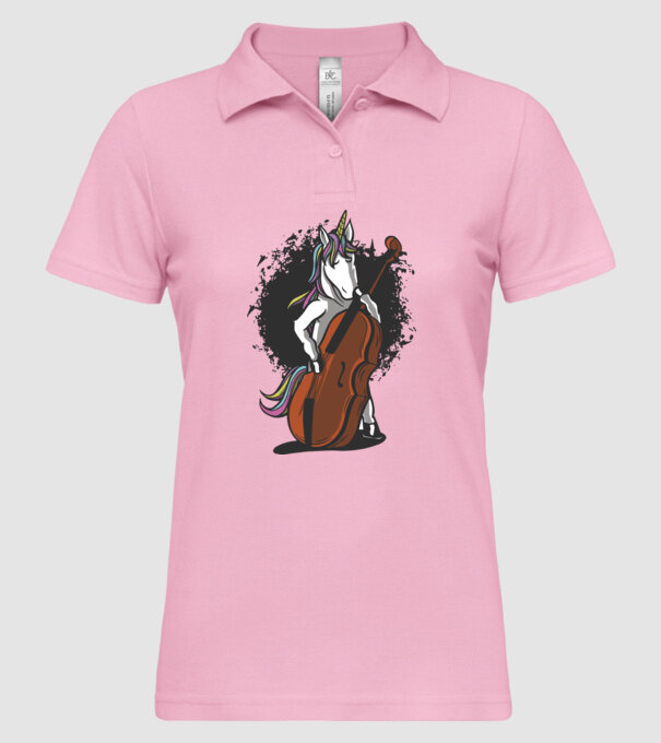 Unicorn cu violoncel model roz deschis pe tricou