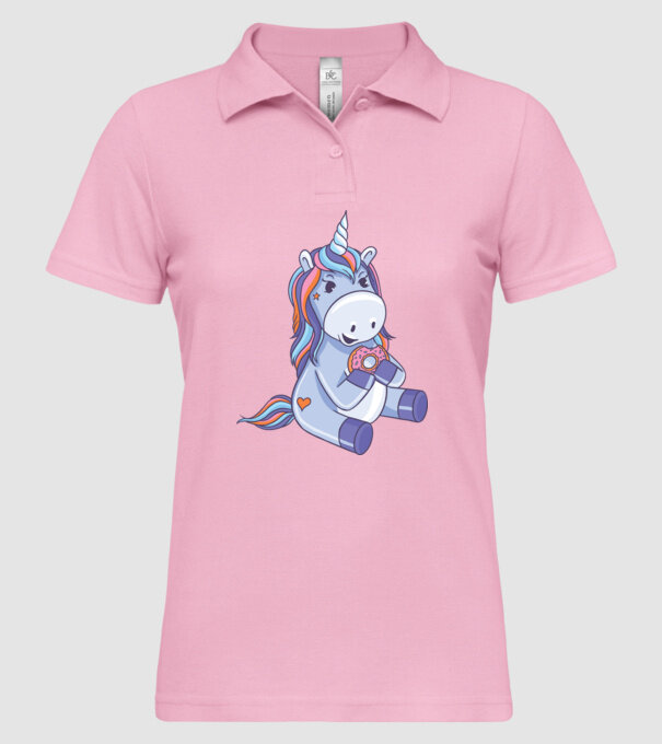 Unicorn cu gogoașă model roz deschis pe tricou