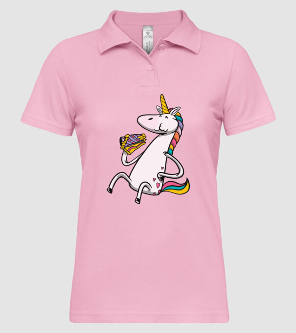 Unicorn cu prăjitură model roz deschis pe tricou