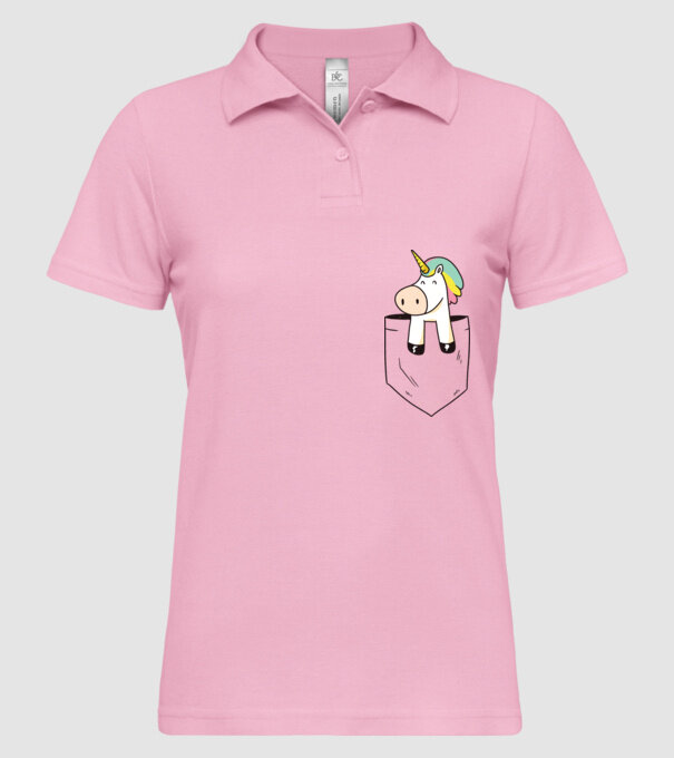 Unicorn Buzunar model roz deschis pe tricou