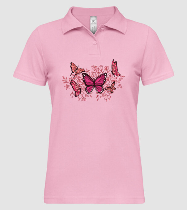 Fluturi cu flori model roz deschis pe tricou