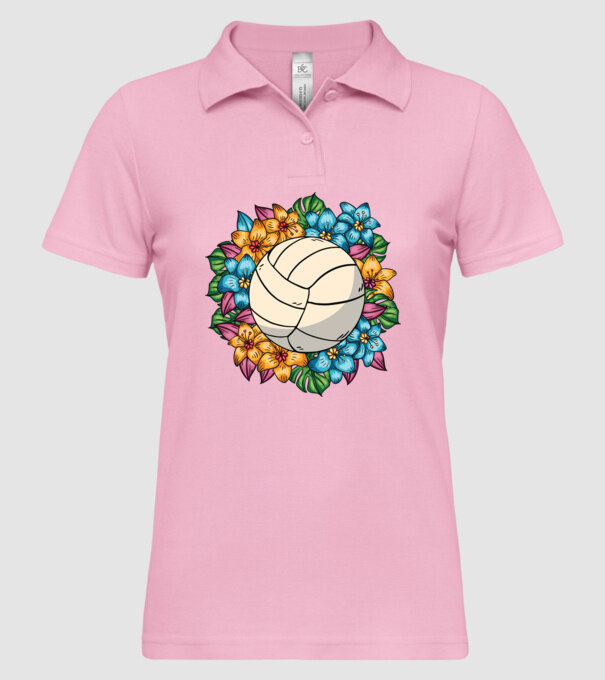 Minge de volei cu flori model roz deschis pe tricou