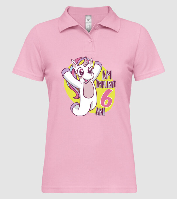 Am împlinit 6 ani model roz deschis pe tricou