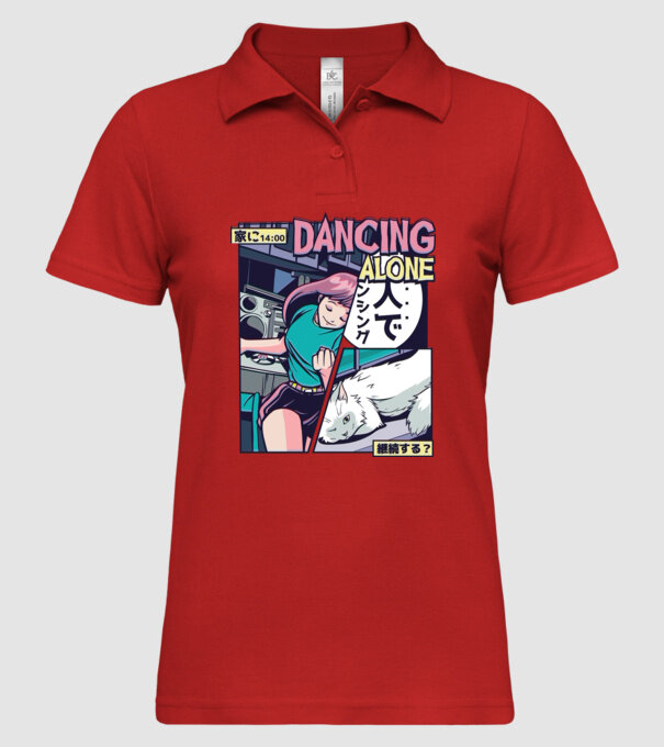 Anime Vaporwave Dancing Alone model roșu pe tricou