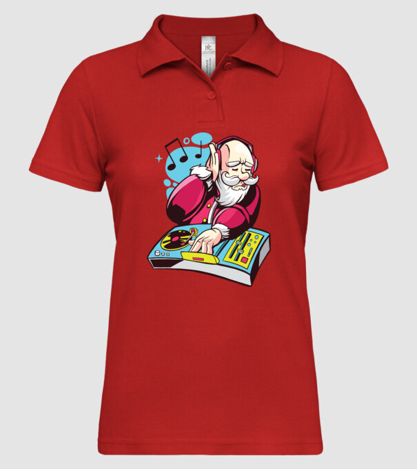 Moș Crăciun DJ model roșu pe tricou