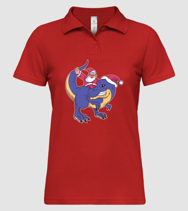 Santasaurus Moș Crăciun pe dinozaur model roșu pe tricou