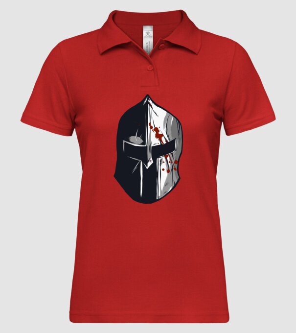 Cască războinic Sparta model roșu pe tricou
