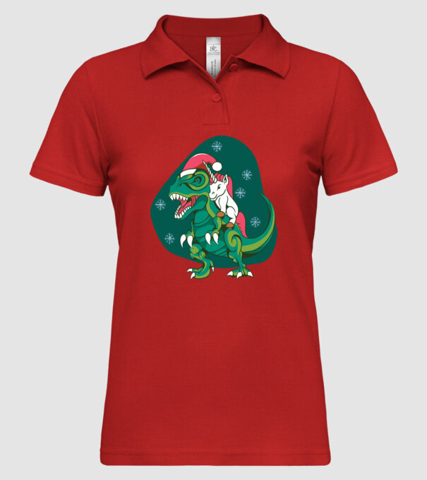 T-rex unicorn Crăciun model roșu pe tricou