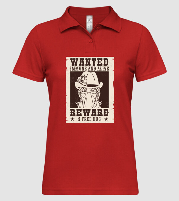 Afiș Wanted - Îmbrățișări gratuite model roșu pe tricou