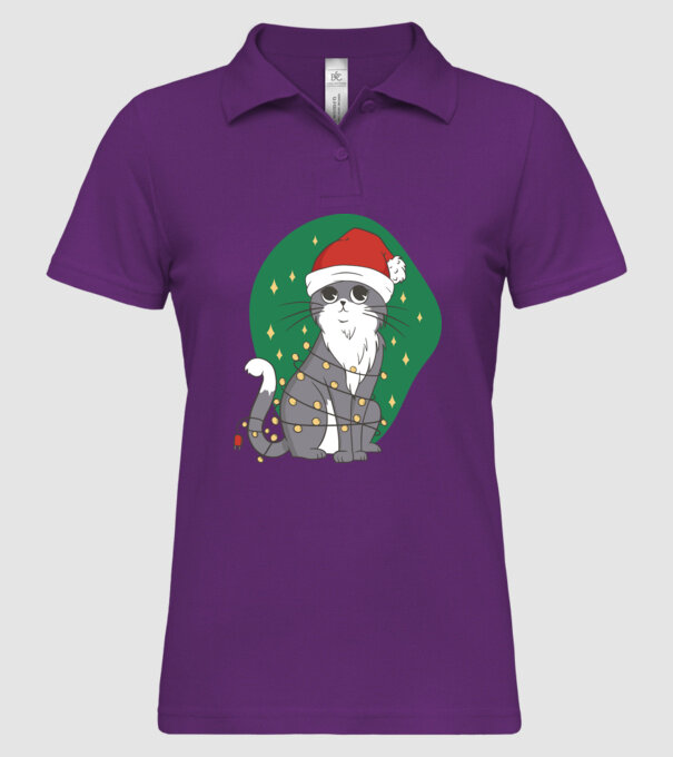 Pisică drăguță de Crăciun model mentă pe tricou