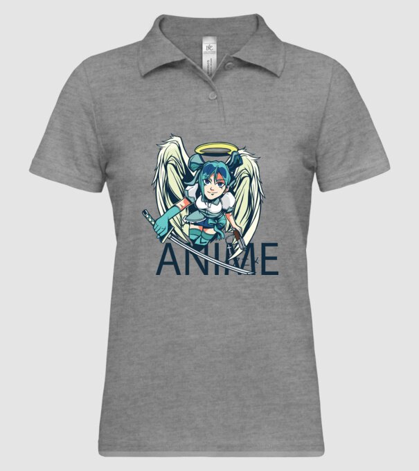 Anime fată cu sabie model gri pe tricou