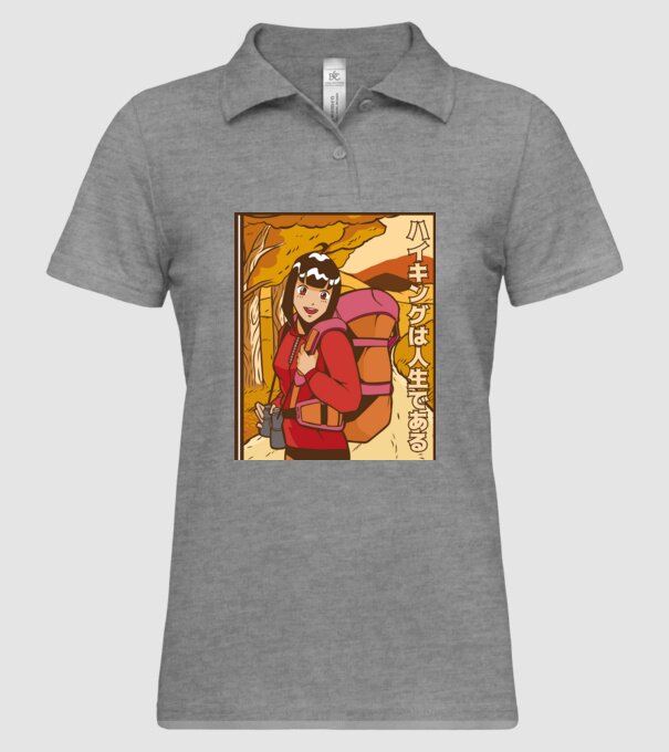 Anime fată Excursionistă model gri pe tricou