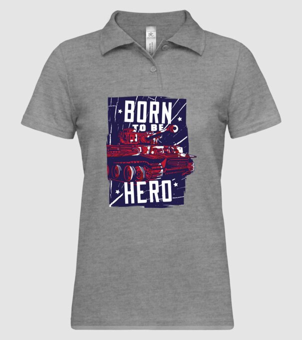Born To be A Hero cu tanc model gri pe tricou