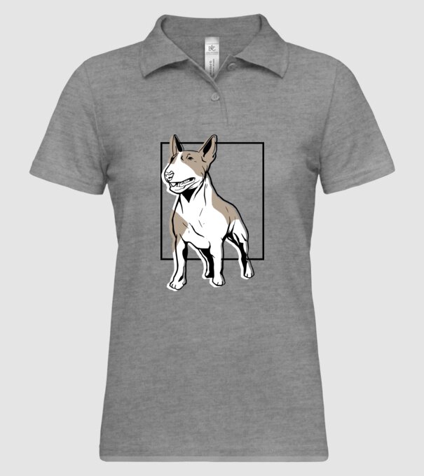 Tricou cu Câine Bull Terrier model gri pe tricou