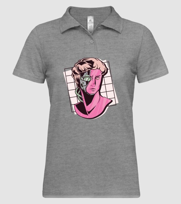 Statuie Cyborg model gri pe tricou