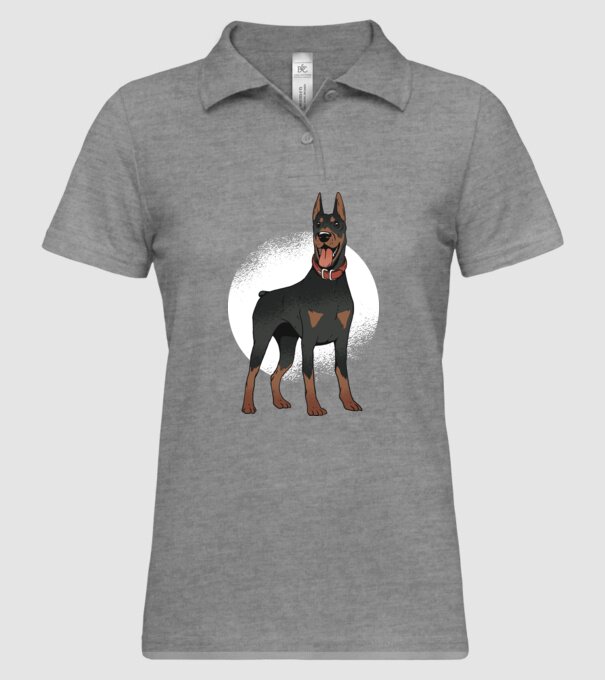 Tricou cu câine dobermann model gri pe tricou