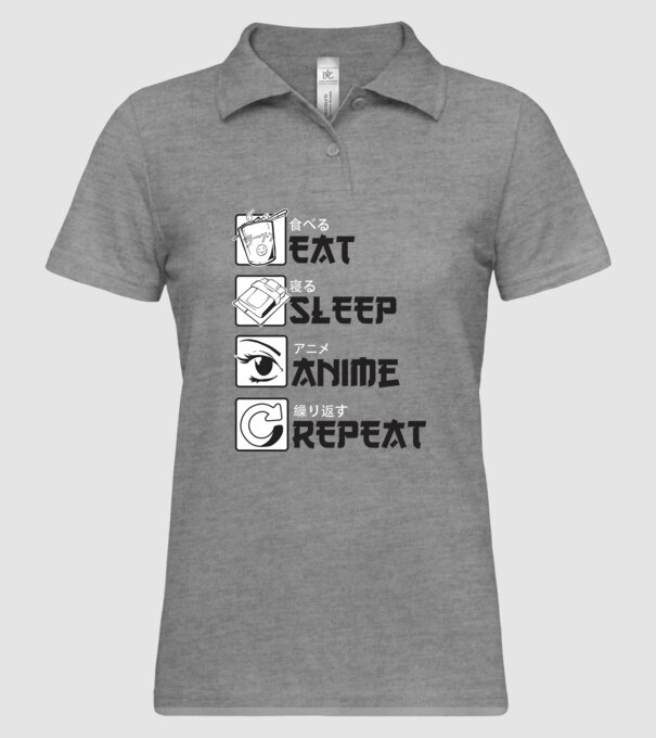 Eat Sleep Anime Repeat model gri pe tricou