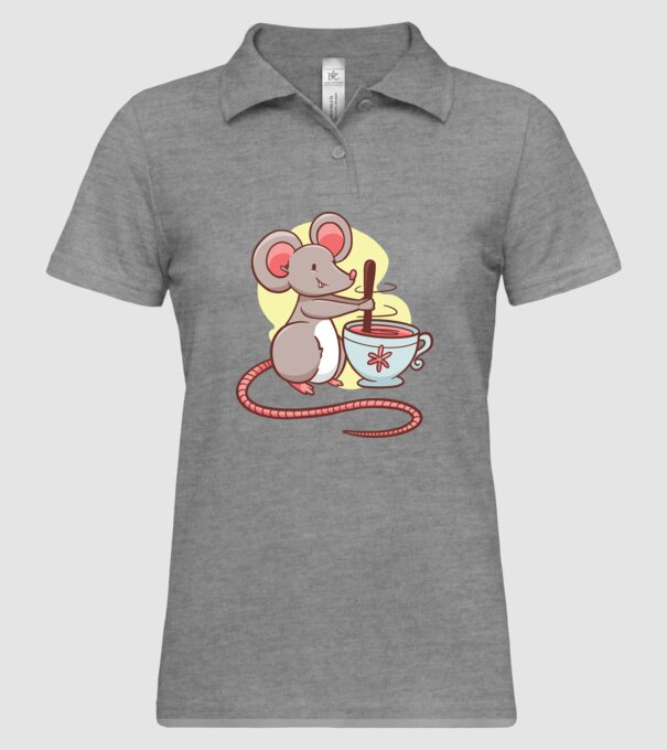 Șoarece cu ceai model gri pe tricou