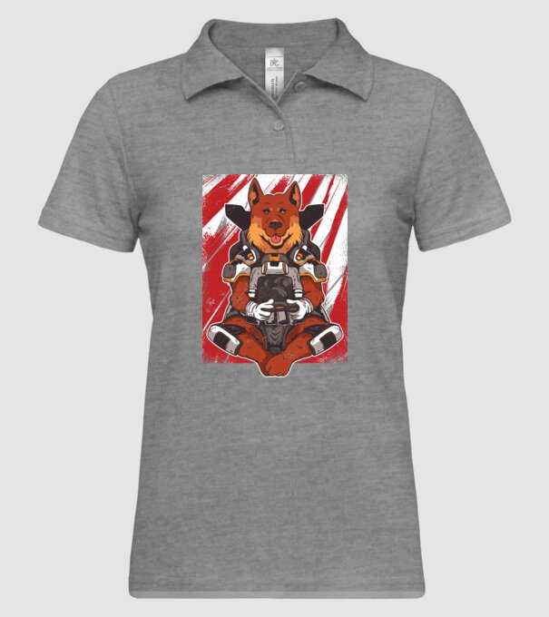 Gamer Ciobănesc german Apex model gri pe tricou