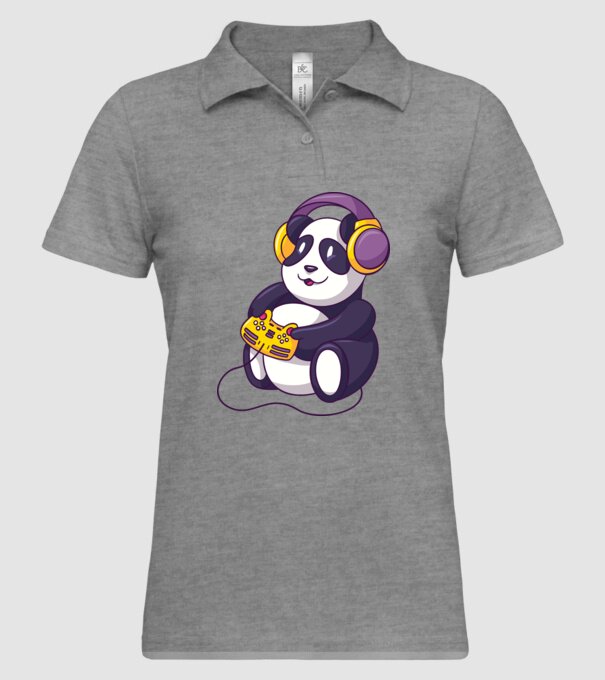 Gamer Panda model gri pe tricou