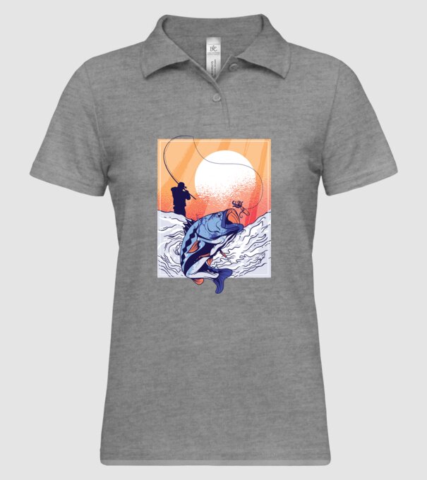 Tricou Pescar Retro model gri pe tricou