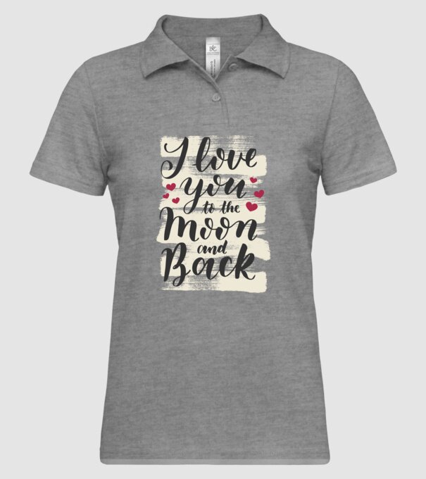 'I love you to the moon and back tricou drăguț Valentine''s Day' model gri pe tricou