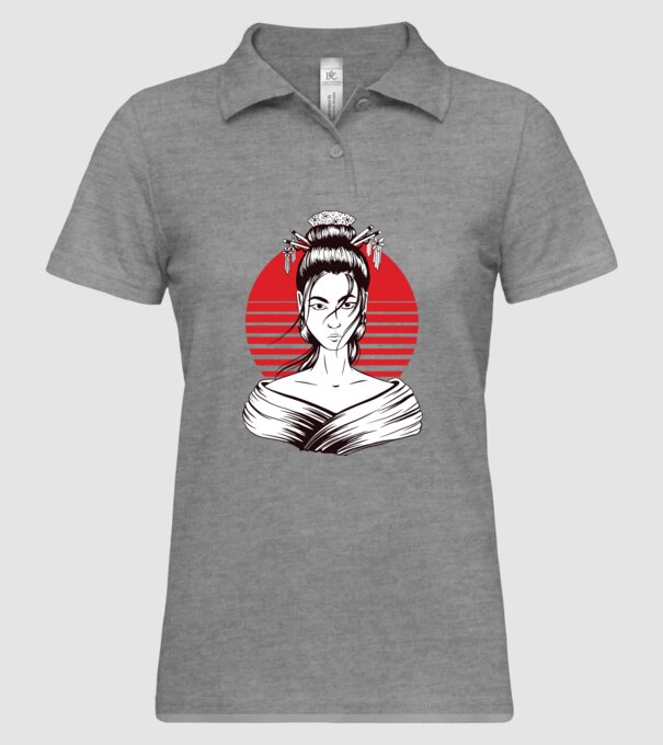 Geisha japoneză model gri pe tricou