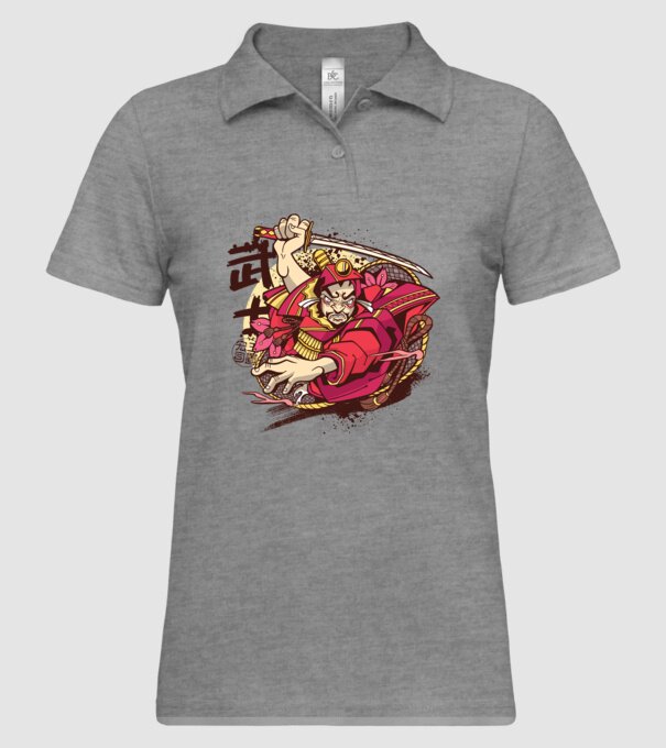 Războinic japonez model gri pe tricou