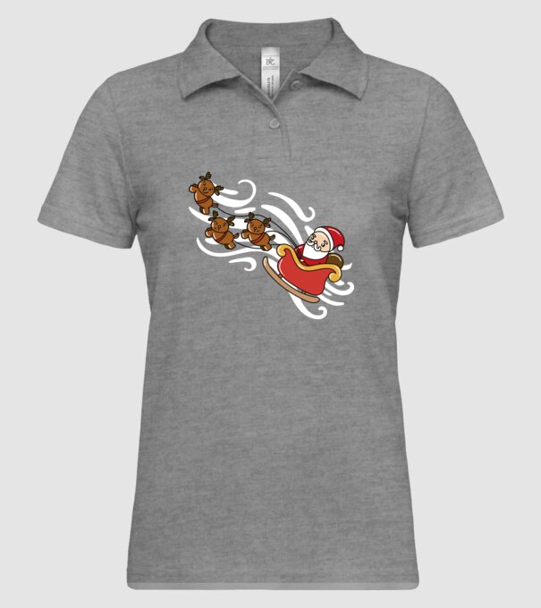 Kawaii sanie Moș Crăciun model gri pe tricou